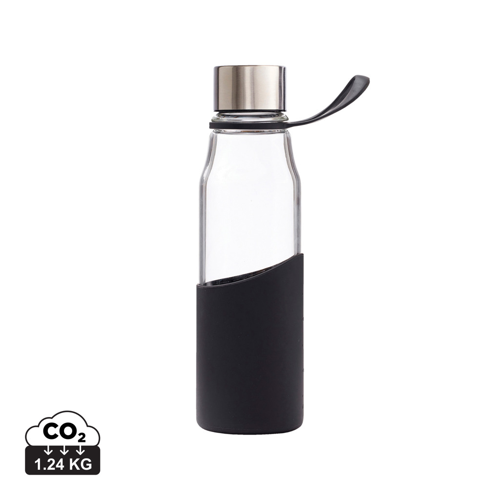 Gourde en verre avec housse noire