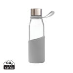 Bouteille en verre réutilisable avec housse grise