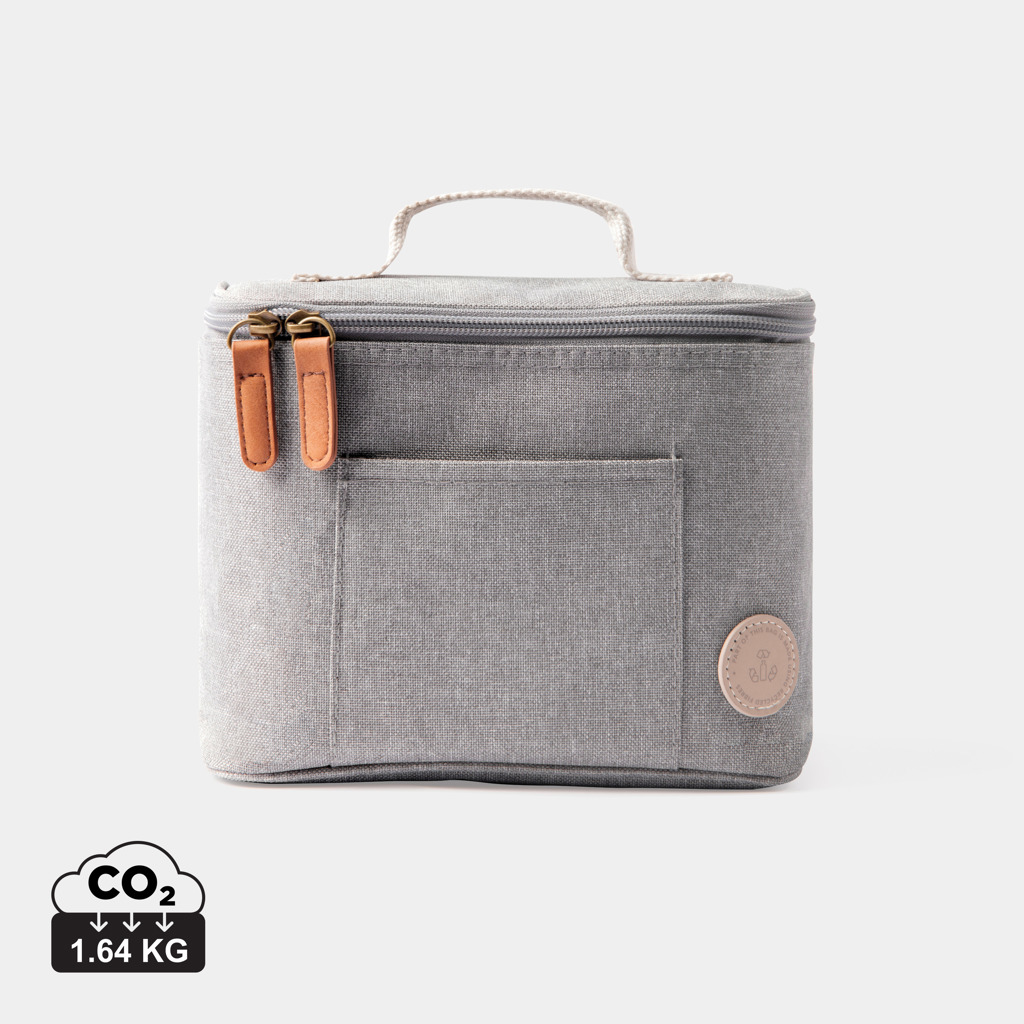 Sac isotherme gris avec poignée et poche frontale