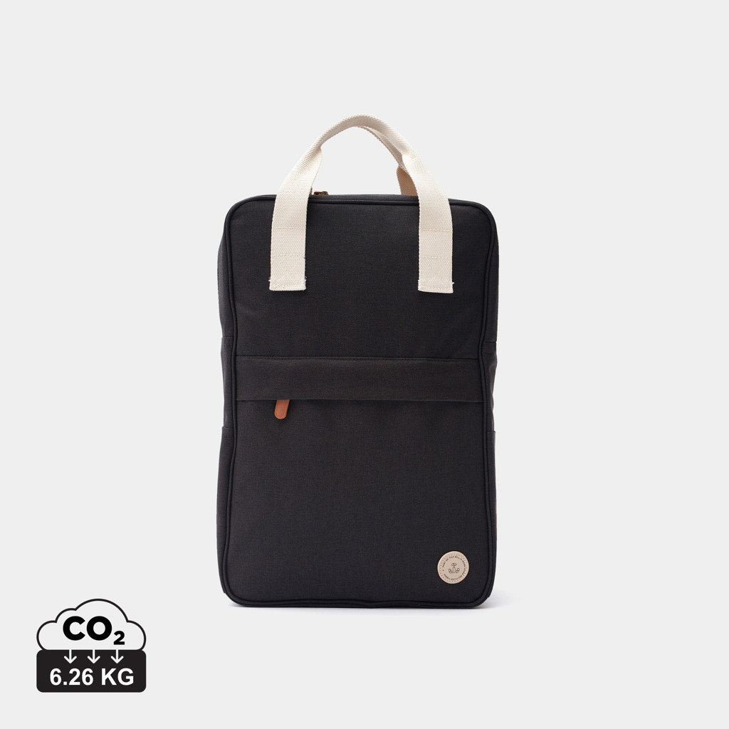 Sac à dos noir minimaliste avec poignées beiges