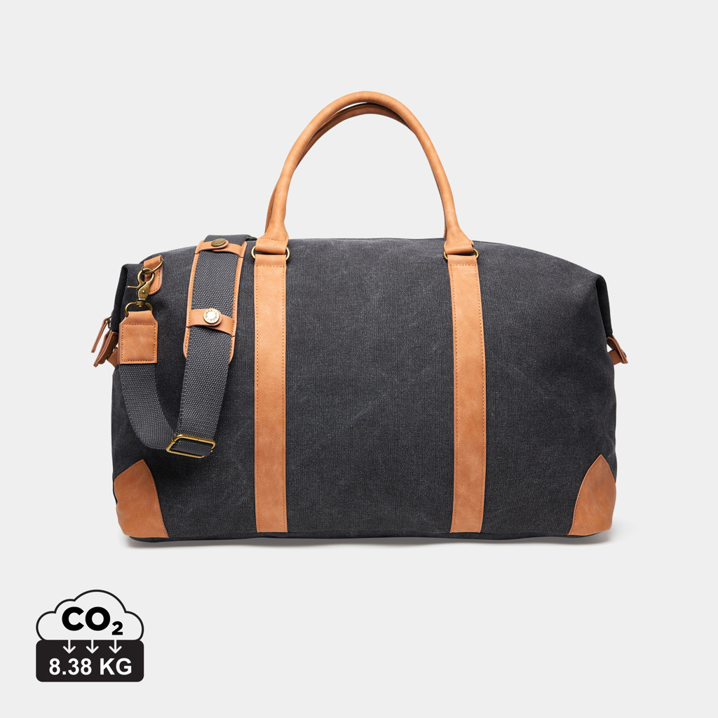 Sac de voyage en toile gris et cuir