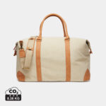 Sac de voyage beige en toile et cuir