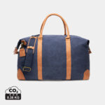 Sac de voyage en toile bleue et cuir