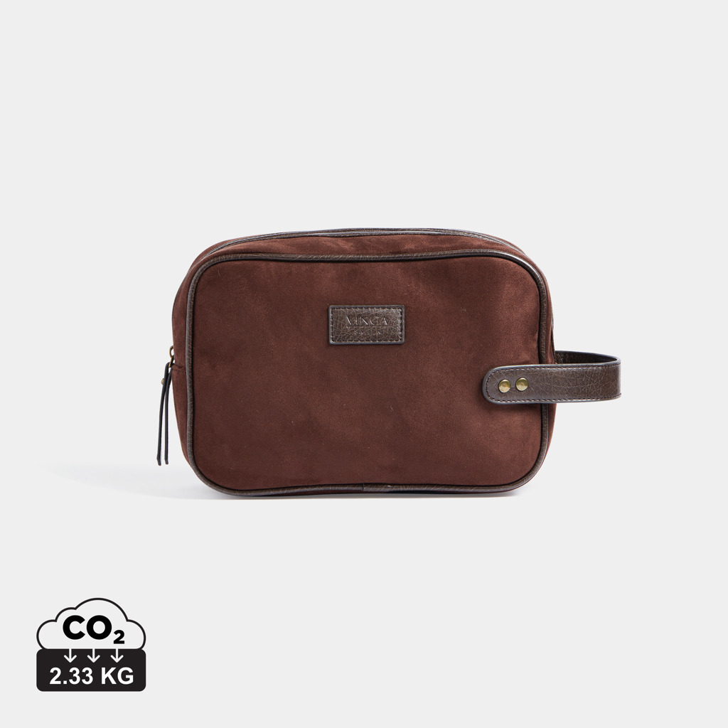 Trousse de toilette en cuir marron