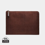 Pochette en cuir marron avec fermeture zippée