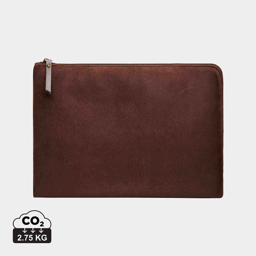 Pochette en cuir marron avec fermeture zippée