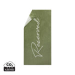 Serviette verte avec inscription Reserved blanche