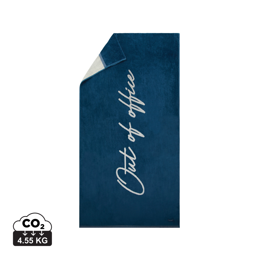 Serviette bleue avec inscription Out of Office