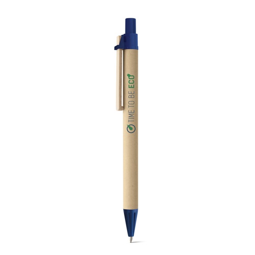Stylo écologique en carton avec embouts bleus
