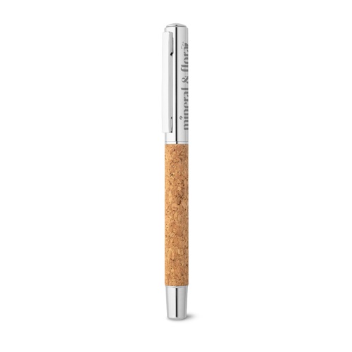 Stylo argenté avec corps en liège naturel
