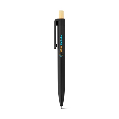 Stylo noir avec bouton en bois