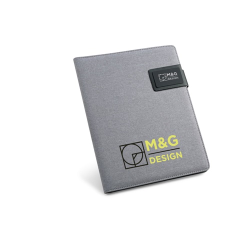 Porte-documents gris avec logo M&G Design