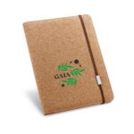 Carnet en liège avec élastique et logo vert