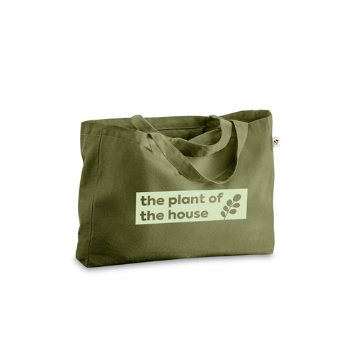 Sac cabas vert avec slogan imprimé