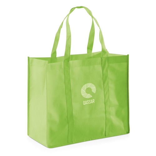 Sac cabas vert réutilisable avec logo Qassar