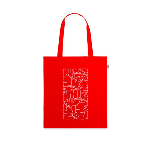 Tote bag rouge avec motif abstrait blanc