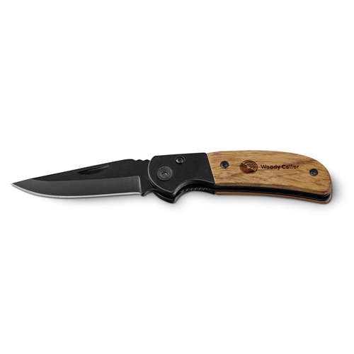 Couteau pliant manche bois lame noire