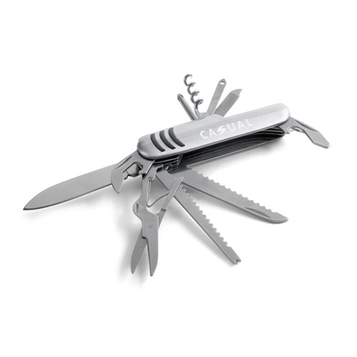 Couteau suisse multifonction en métal avec outils déployés