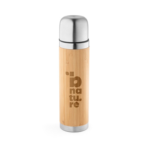 Gourde isotherme en bambou et acier inoxydable