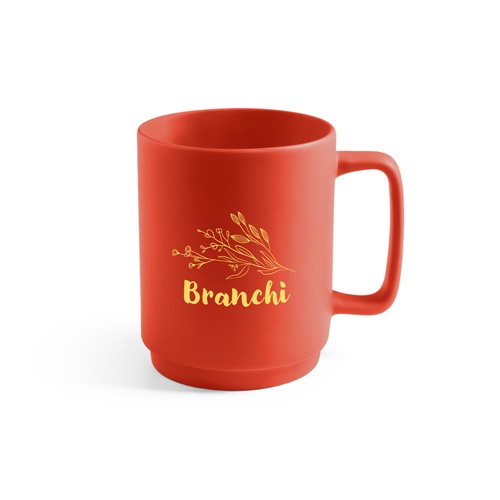 Tasse rouge avec motif floral doré