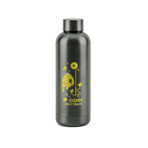 Gourde métallique noire avec logo jaune Odin