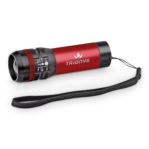 Lampe torche rouge TRIONYK avec dragonne noire