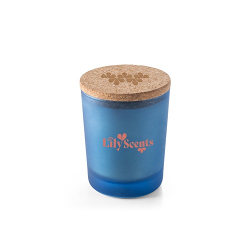 Bougie parfumée bleue avec couvercle en liège