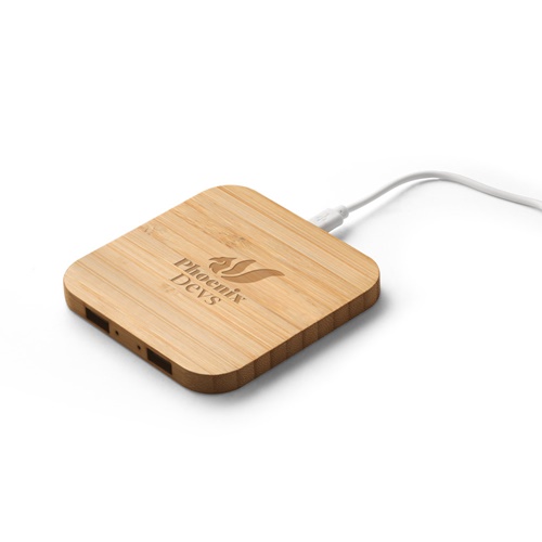 Hub USB carré en bois avec câble blanc