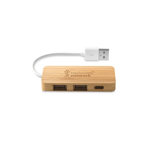Hub USB en bambou avec trois ports