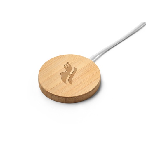 Chargeur sans fil rond en bois