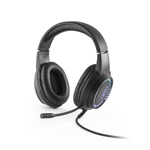 Casque gaming noir avec micro et éclairage LED
