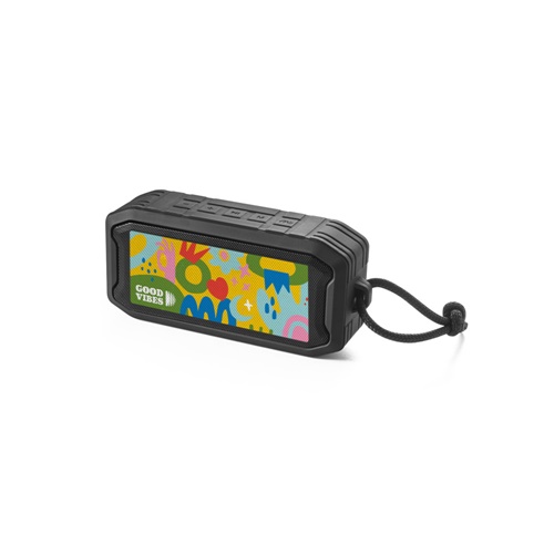 Enceinte portable noire au design coloré
