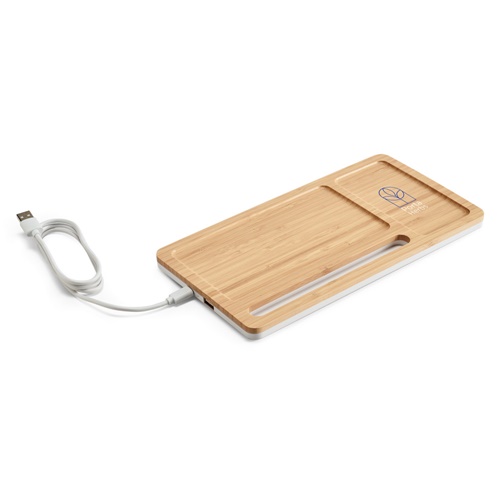 Plateau en bambou avec câble USB intégré