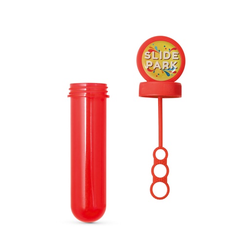 Tube rouge à bulles avec baguette