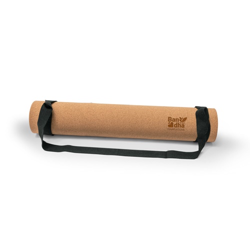 Tapis de yoga en liège avec sangle noire