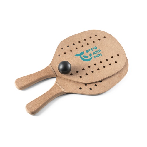 Raquettes de plage en bois avec balle noire