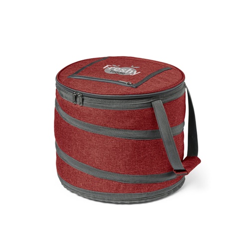 Sac isotherme rouge cylindrique avec bandoulière
