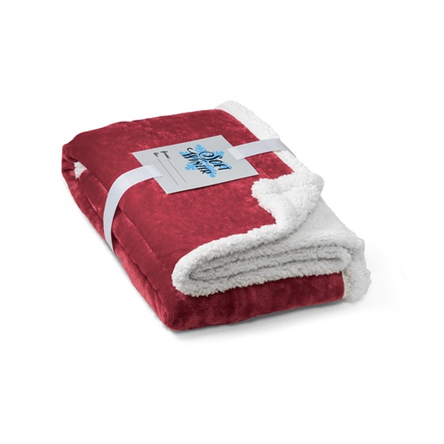 Plaid rouge et blanc en polaire plié