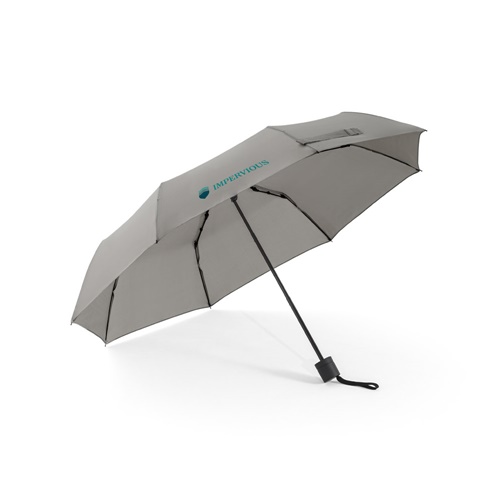 Parapluie pliant gris avec logo imprimé