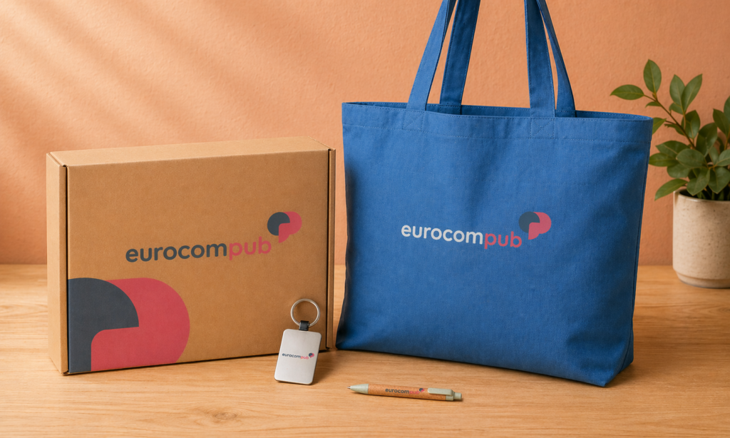 Sac et boîte eurocompub sur table en bois