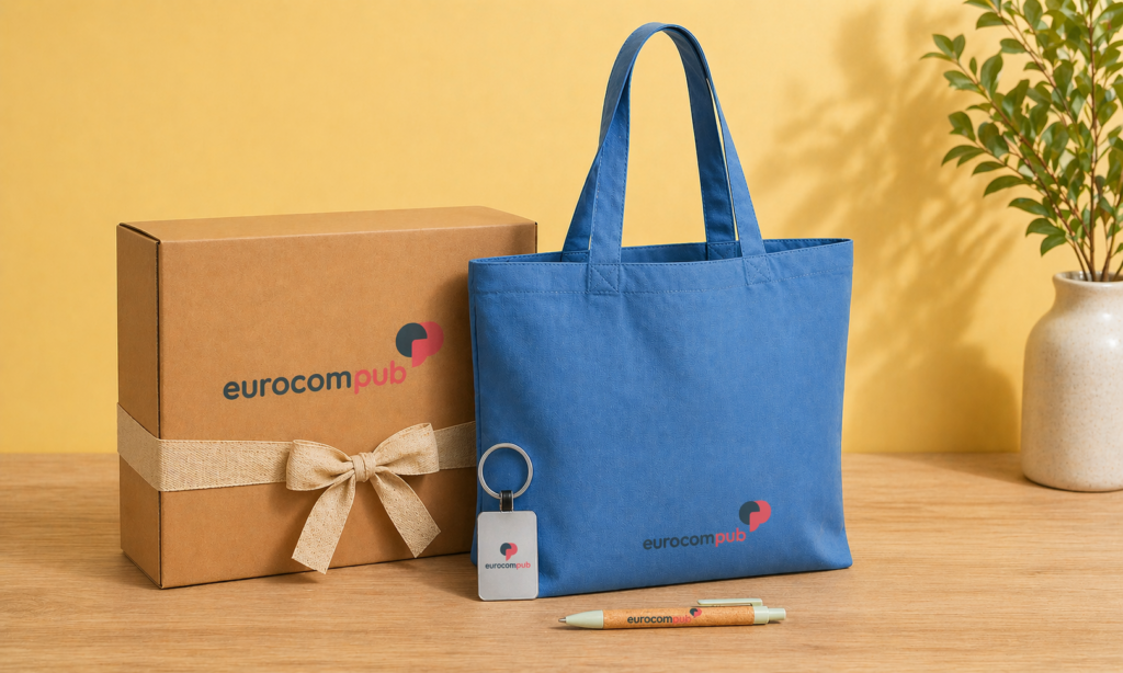 Sac cabas bleu et coffret cadeau personnalisés