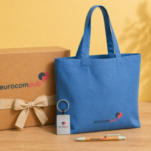 Sac cabas bleu et coffret cadeau personnalisés