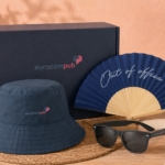 Objets promotionnels eurocom pub chapeau éventail lunettes