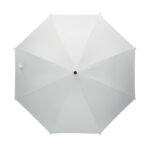 Parapluie blanc vu de dessus sur fond blanc