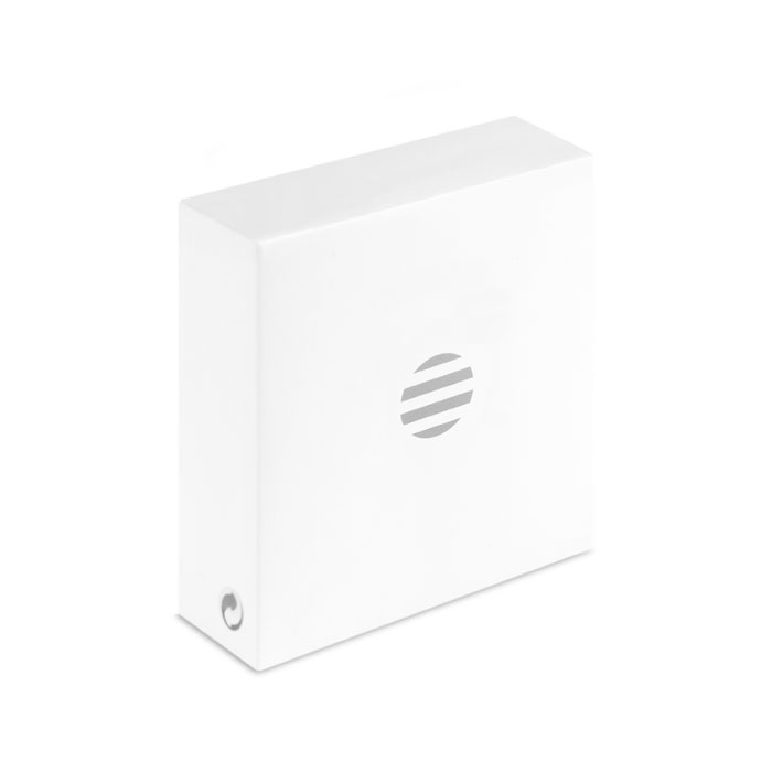 Boîte blanche minimaliste avec logo circulaire