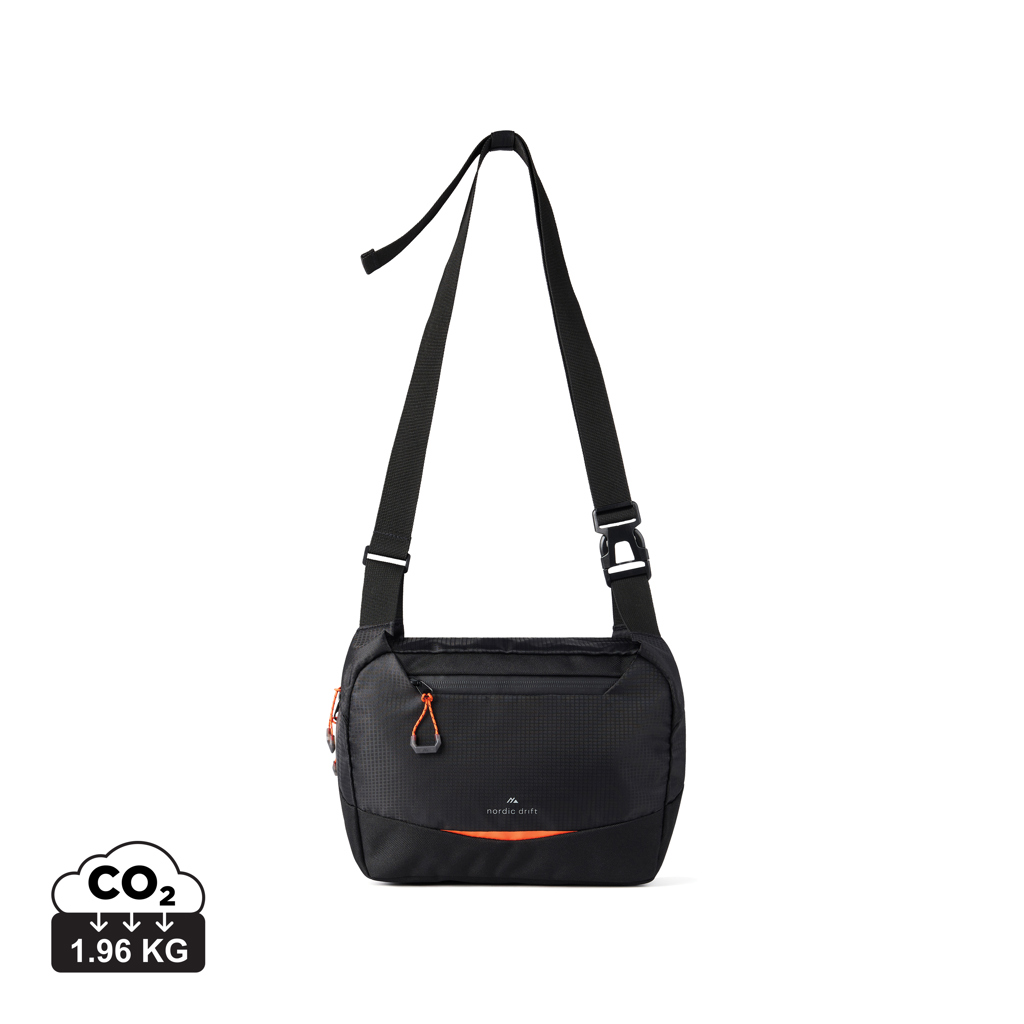 Sac bandoulière noir avec détails orange
