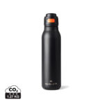 Gourde noire réutilisable avec bouchon orange