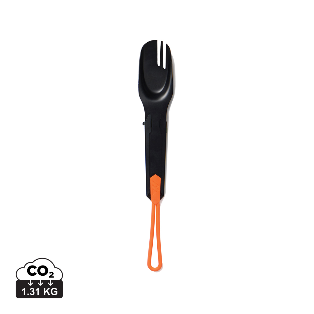 Couverts multifonction noir avec dragonne orange