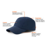 Casquette bleue pliable respirante UPF 50+