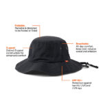 Chapeau bob noir pliable avec protection UV